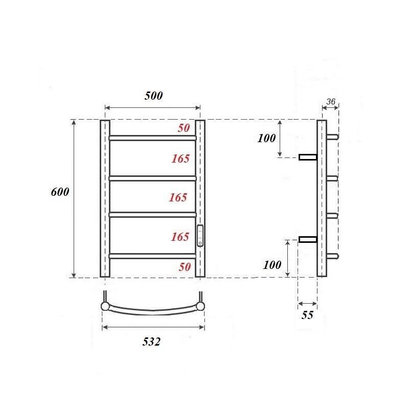 Полотенцесушитель электрический Point Афина PN04856B 50x60 см, черный