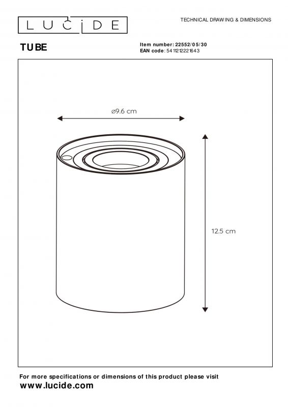 Настольная лампа Lucide TUBE 22552/05/30