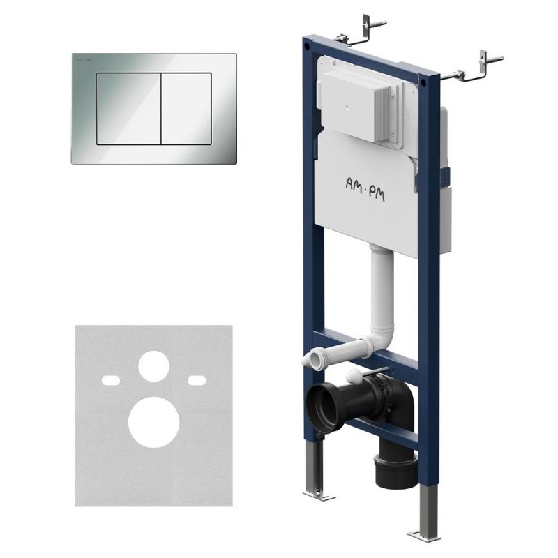 Инсталляция для подвесного унитаза AM.PM PrimeFit I012709.0251, кнопка хром глянцевый, механика