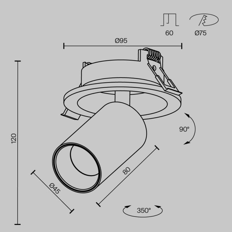 Встраиваемый светильник Maytoni FOCUS LED 2700К(теплый) 7W C071CL-7W2.7K-B фото 3