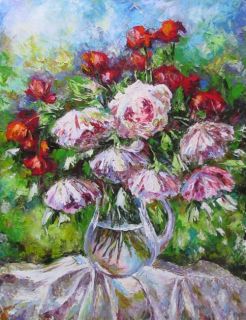 Картина "Розы и пионы" Светлана Круглова