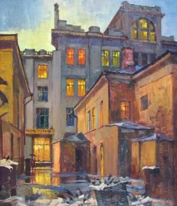 Картина "Двор в Столешниковом переулке" Владимир Лаповок