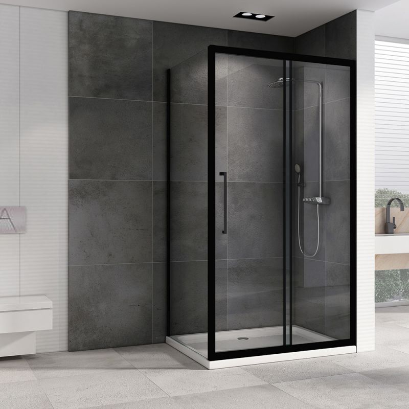 Душевой уголок ABBER Schwarzer Diamant AG30100BH-S90B 100х90, профиль черный, стекло прозрачное фото 2