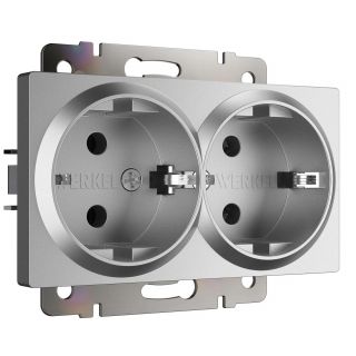 Розетка двойная с заземлением (серебряный матовый) Werkel W1172065