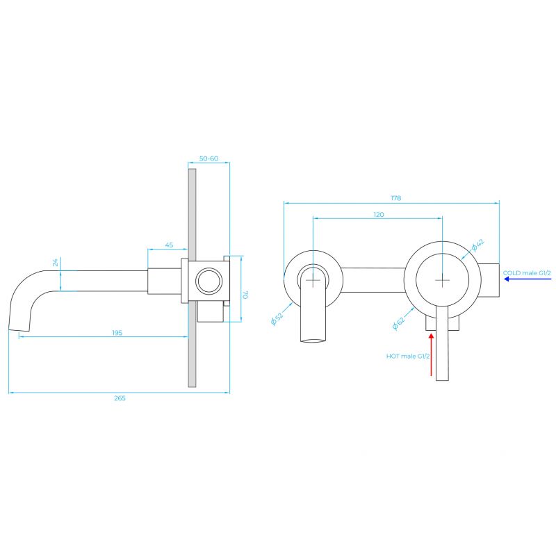 Смеситель встраиваемый с изливом RGW Shower Panels SP-47