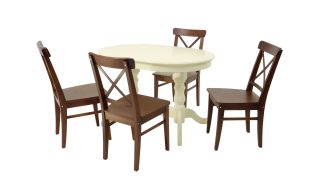 Обеденная группа стол Бизе со стульями Ингольф,слоновая кость, орех F212020S00X4R100742W00