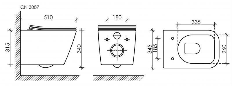 Подвесной унитаз Ceramica Nova Metric CN3007_1002CH_1000 с инсталляцией и кнопкой смыва Flat хром