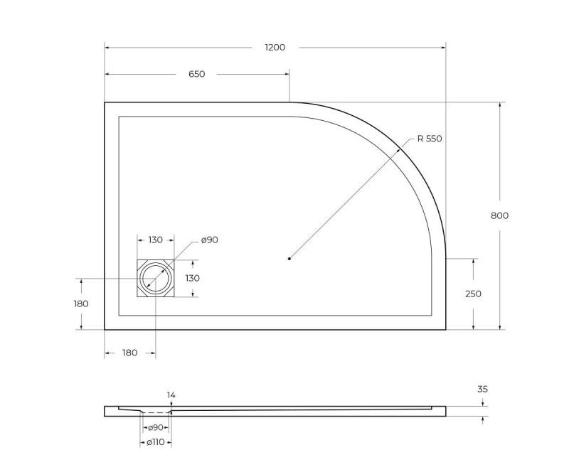 Душевой поддон BelBagno UNO TRAY-MR-UNO-RH-120/80-550-35-W-R-NO 120x80 фото 5