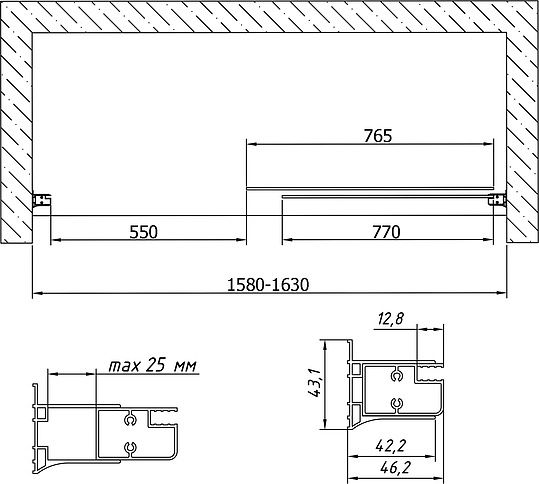 Душевая дверь Vegas Glass ZP 160 05 05