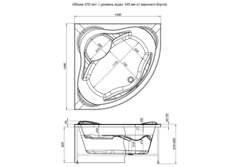 Фронтальная панель для ванны Aquanet Malta 150 00149864