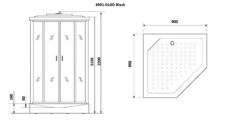 Душевая кабина Niagara Premium NG- 6901-01GD BLACK 90x90