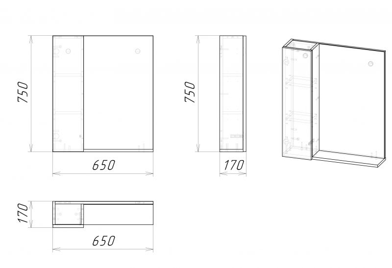 Зеркальный шкаф Grossman Альба-65 см. 206502 L, веллингтон/бриз фото 3