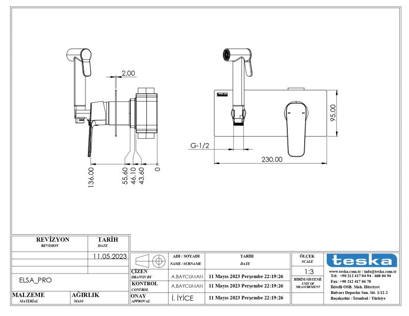 Гигиенический душ со смесителем Teska Elsa Pro BTK6408, черный фото 2