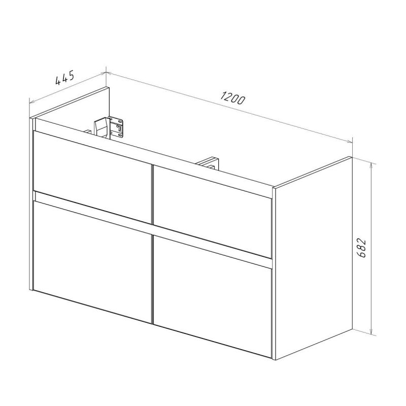 Тумба под 2 раковины подвесная/напольная Lemark COMBI LM03C125T-Beton, 125 см, бетон