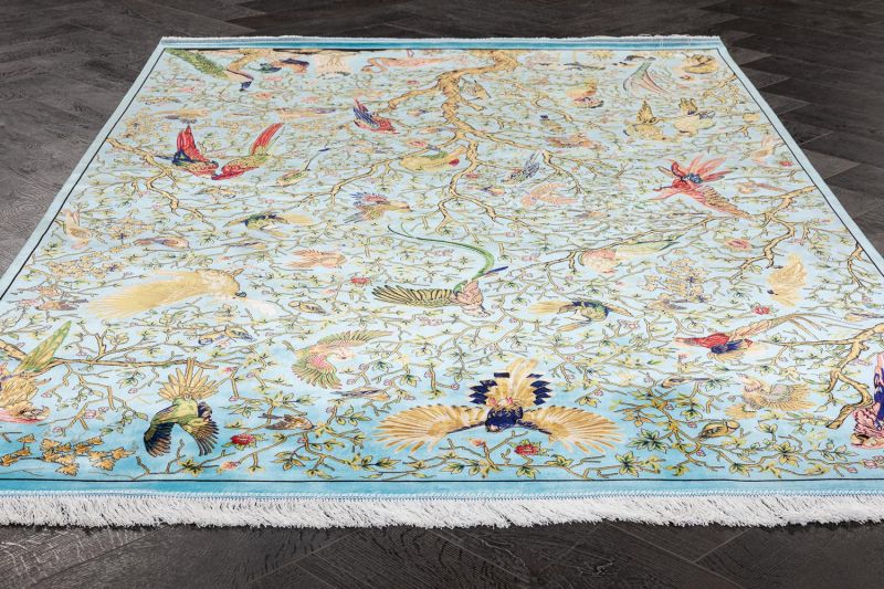 Иранский ковер из шёлка и модала Carpet «MASTERPIECE QUM» 006-24-DEYLAMAN-Сyan-Blue 99 x 151 см фото 2