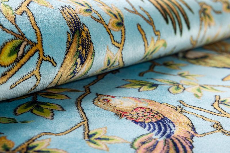 Иранский ковер из шёлка и модала Carpet «MASTERPIECE QUM» 006-24-DEYLAMAN-Сyan-Blue 99 x 151 см фото 5
