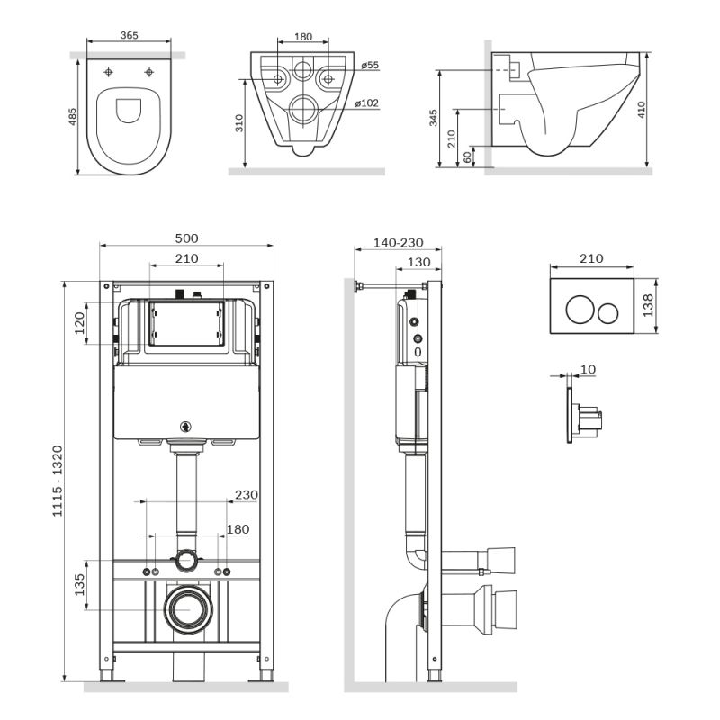 Подвесной унитаз AM.PM Spirit V2.0 IS49038.701700MB с инсталляцией и клавишей черная