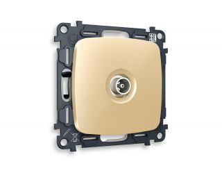 Комплект механизма TV розетки проходной Ambrella Volt OMEGA Шампань 5-1000 MHz 4dB (OP6130, VM211) MO613030