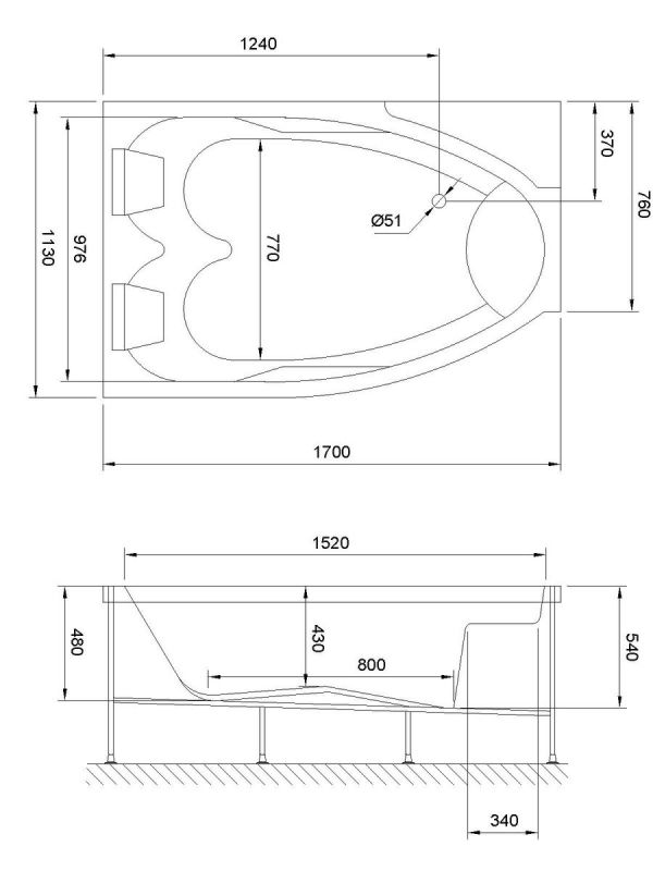 Акриловая ванна Royal Bath SHAKESPEARE Comfort RB652100CM-L 170x110