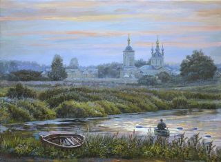 Картина "Утро на речке" Панов Эдуард Парфирьевич