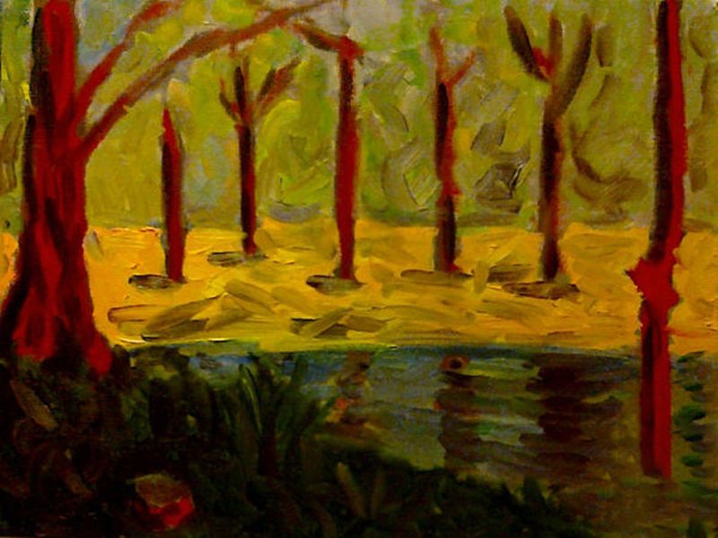 Картина "Лес красного дерева" Ирина Гвоздецкая