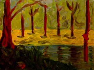 Картина "Лес красного дерева" Ирина Гвоздецкая