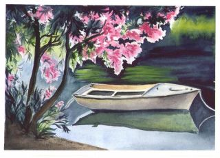 Картина "Солнечный день и лодка" Гаврилова Юлия