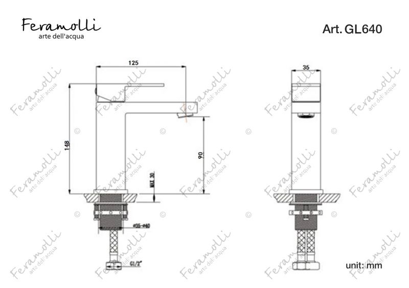 Смеситель для раковины Feramolli Cubo GL640, золото фото 2