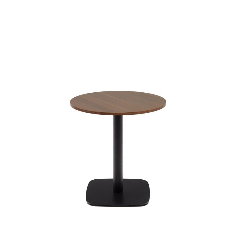 Круглый стол La Forma (ex Julia Grup) Dina BD-2859734 из меламина с ореховой отделкой и черной металлической ножкой Ø 68x70 с