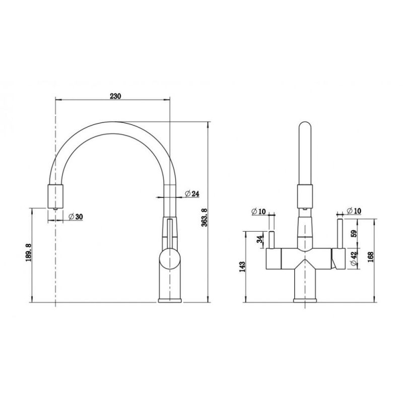 Смеситель для кухни Milacio Ultra 560 MCU.560.TBW, total black/белый