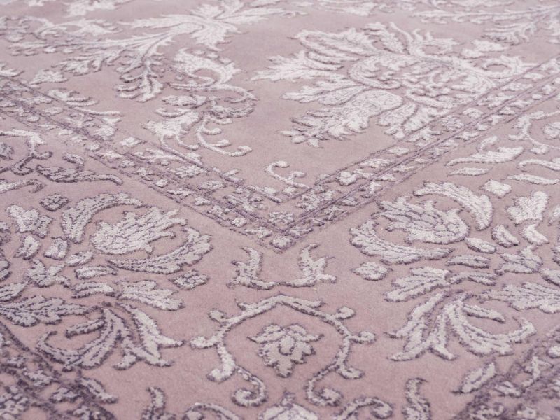 Индийский ковер из шерсти и арт-шёлка Carpet «KING OF AGRA» NO55-GRY-GRY 3-1 71 x 138 см фото 3