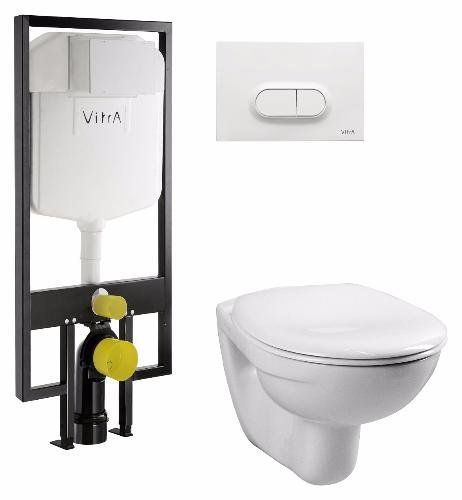 Подвесной унитаз Vitra Normus 9773B003-7201 с инсталляцией, микролифтом и белой кнопкой смыва фото 1