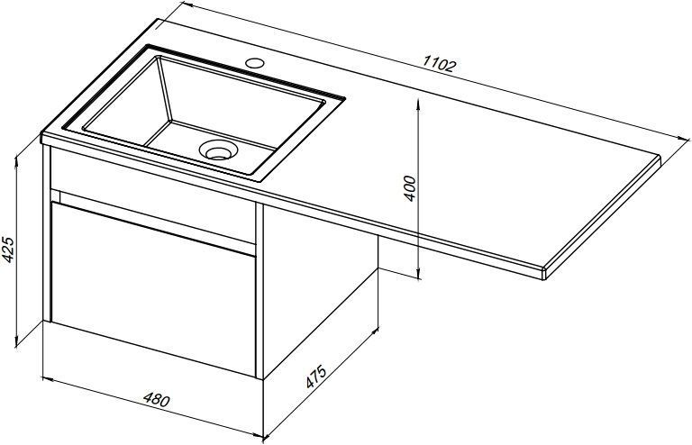 Тумба с раковиной Aquanet Токио 110 R белый 00239209 фото 2
