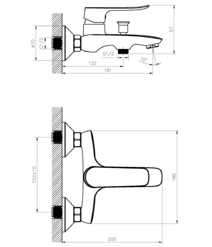 Смеситель для ванны Agger Nice A2510000