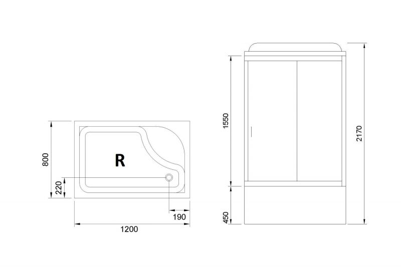 Душевая кабина Royal Bath  BP RB8120BP5-BT-CH-R 80x120