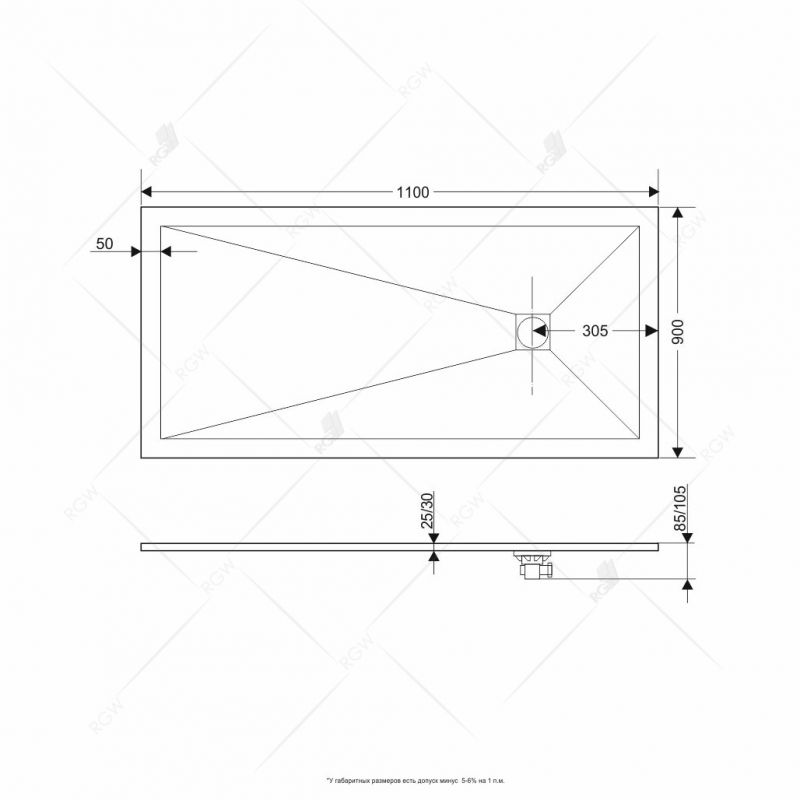 Душевой поддон RGW ST-W 16152911-01 110х90 см