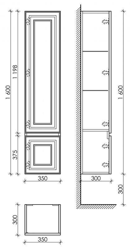 Пенал подвесной Sancos Very PVR35LSM серый, L, 35 см