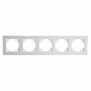 Рамка 5-местная, стекло, STEKKER, GFR00-7005-01М, серия Катрин, белый матовый 49598