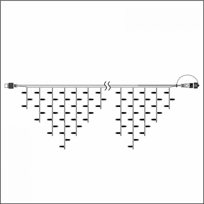 Гирлянда бахрома (Айсикл) ALEDUS 3x0.9 м, черный провод, каучук (резина), теплый белый, без мерцания i-BR-3x0.9M-WW