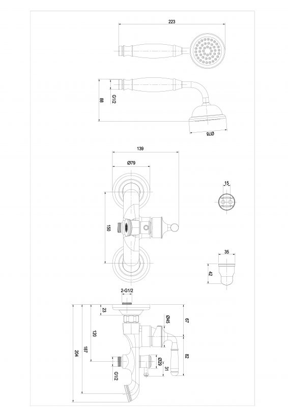 Смеситель для ванны ESKO Prague PG54new