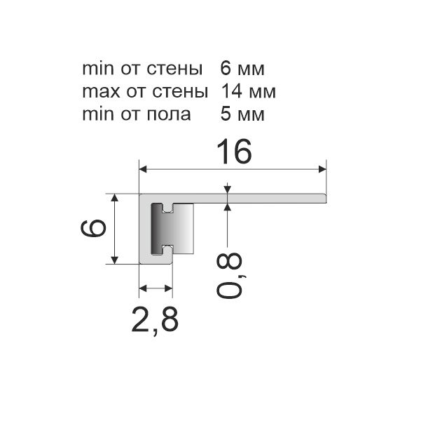 Микроплинтус с пружинами Microplintus 53-68-56