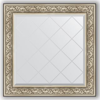 Зеркало с гравировкой в багетной раме 90x90 Evoform EXCLUSIVE-G BY 4338 барокко серебро