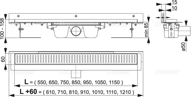 Душевой лоток AlcaPlast APZ4-550 Flexible