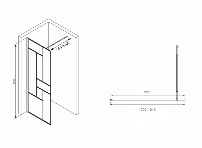 Душевая перегородка ABBER Immer Offen AG63100B8 100 см.