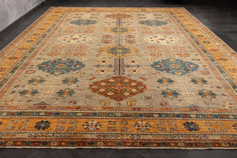 Пакистанский ковер из шерсти Carpet «KAZAK ROYAL» 227870-BRN-GLD 406 x 511 см