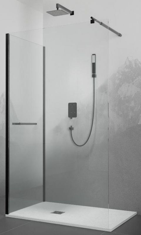 Душевой уголок RGW WA-005-1B (WA-002B+Z-060-2B) 120x80 см, профиль черный, стекло прозрачное фото 1