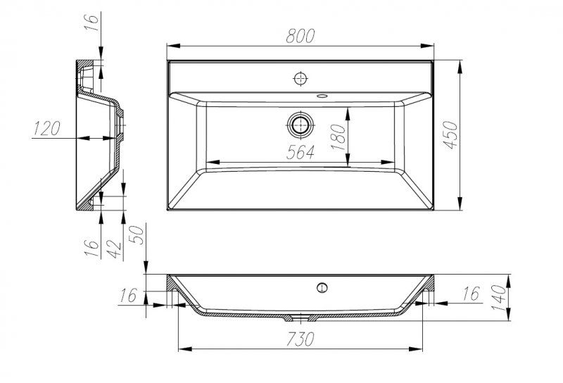 Раковина мебельная BelBagno BB800/450-LV-MR-AST 80 см