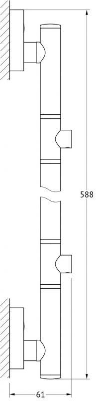 Штанга настенная для 2-х аксессуаров 58 cm FBS Ellea ELL 074