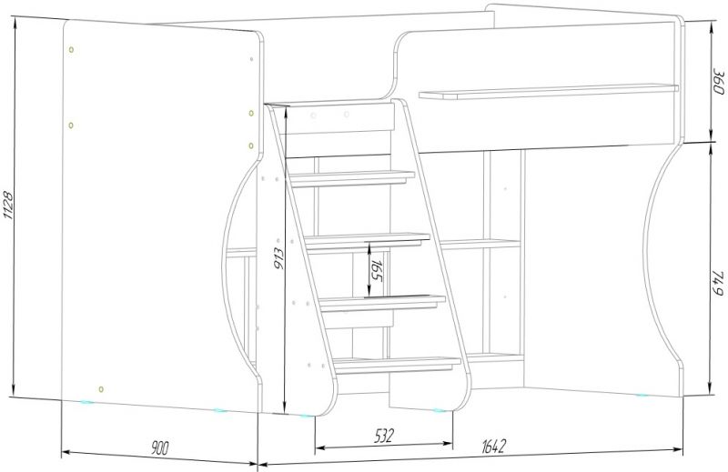 Кровать чердак Капризун BD-2481164