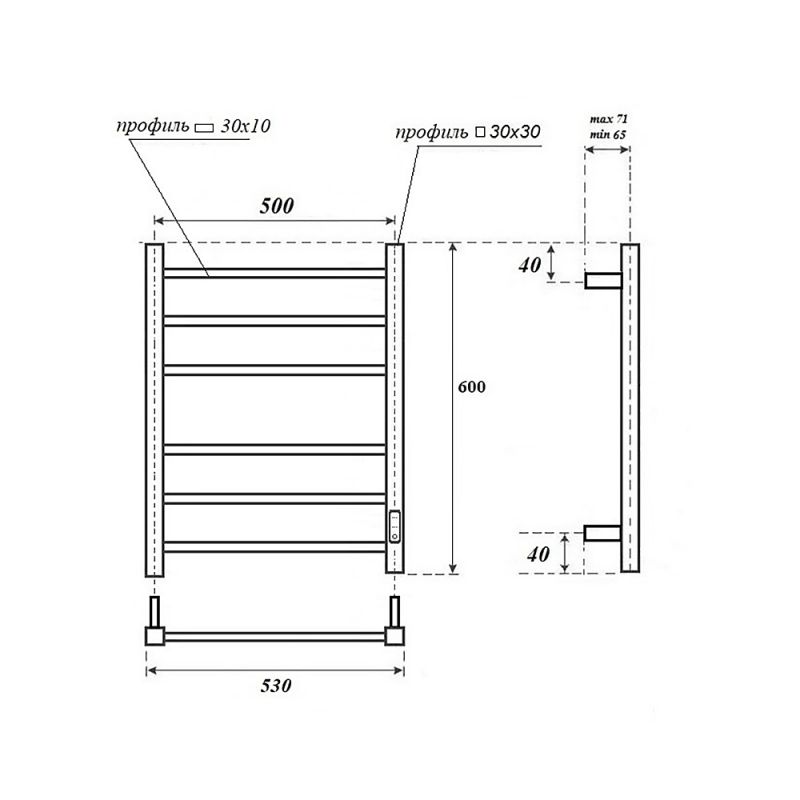 Полотенцесушитель электрический Point Меркурий PN83856W 60x53 белый фото 2